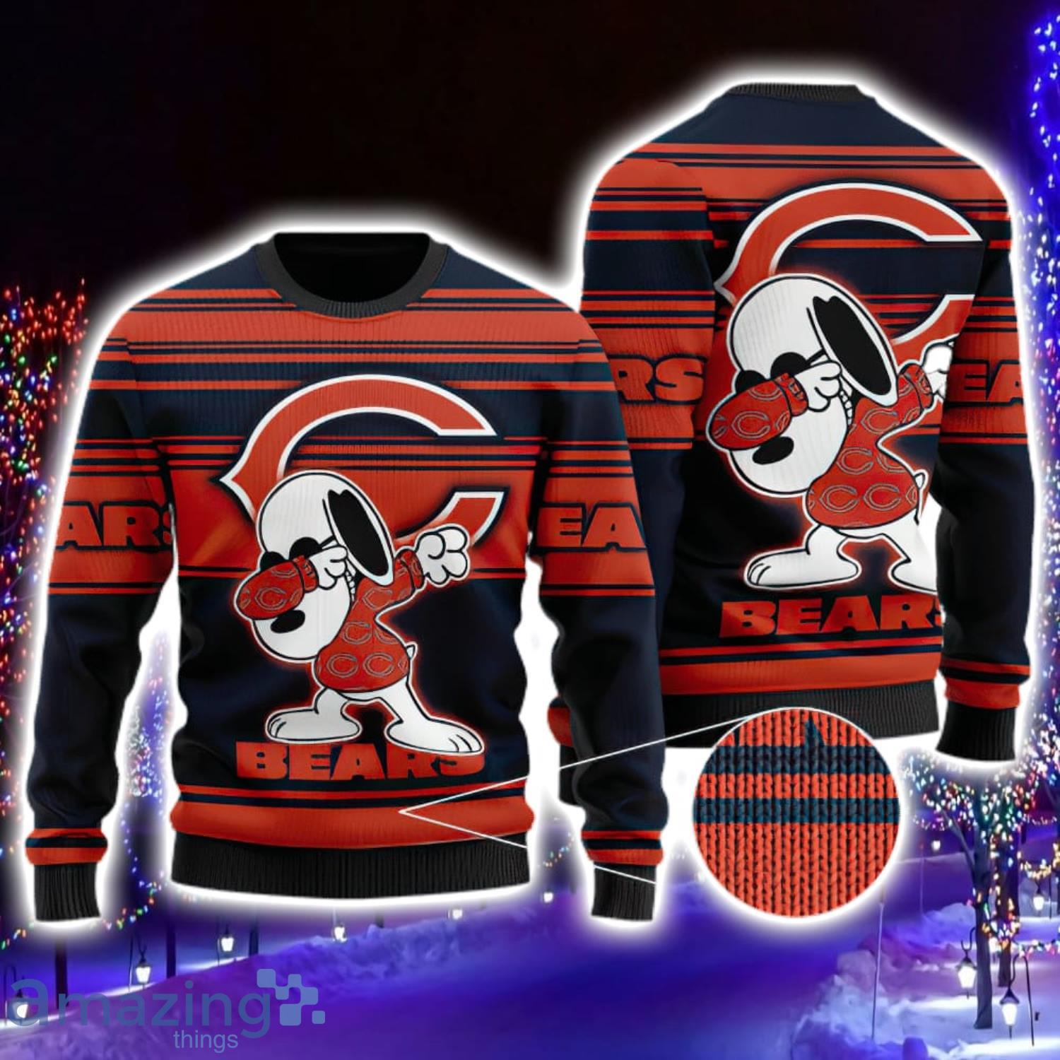 Chicago Bears Snoopy Dabbing 3D Ugly Christmas Sweater - USALast