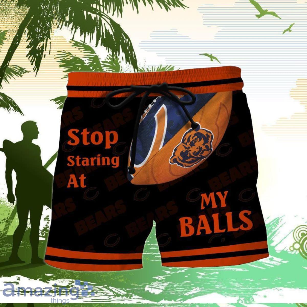 Chicago Bears Stop Staring At My Balls Funny Hawaii Shorts Product Photo 1