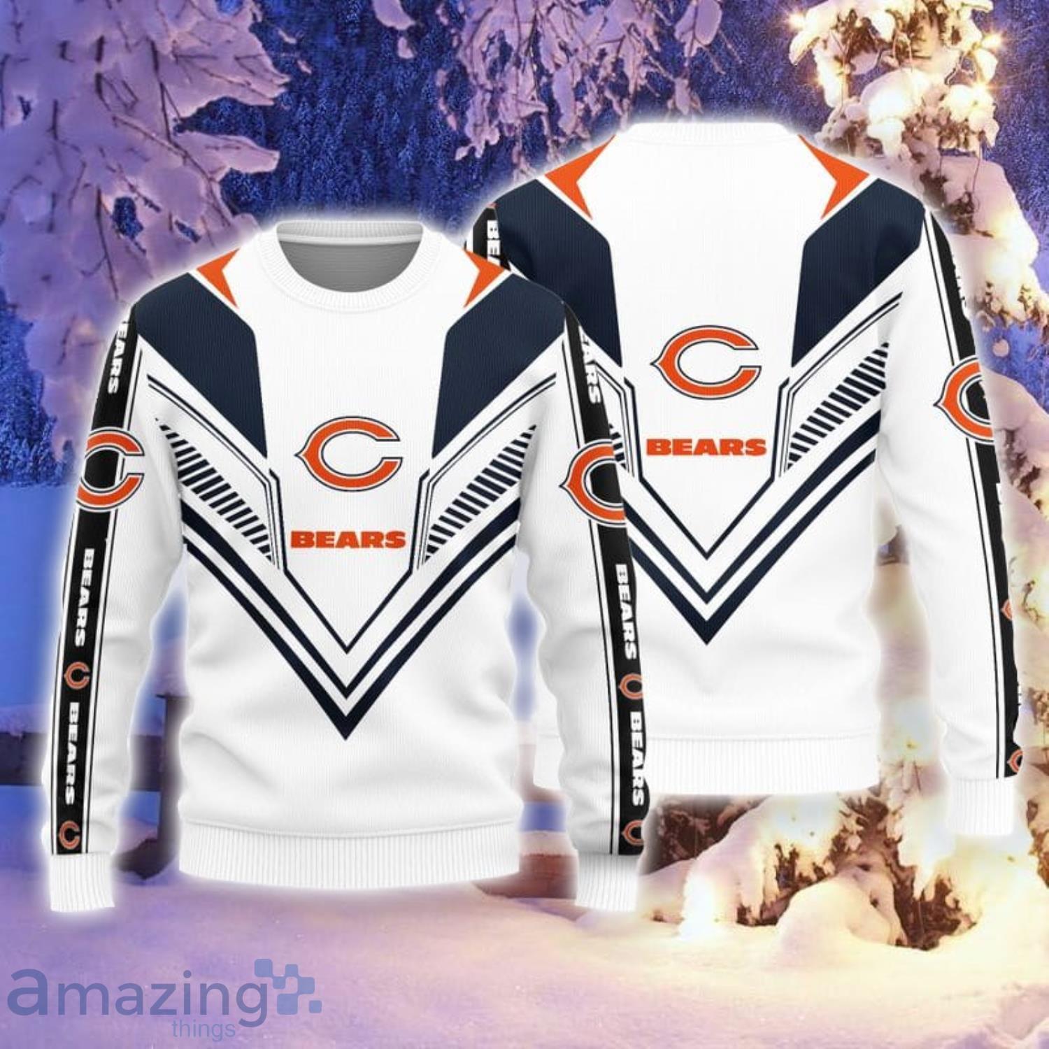 Chicago Bears White 3D Sweater Christmas Gift