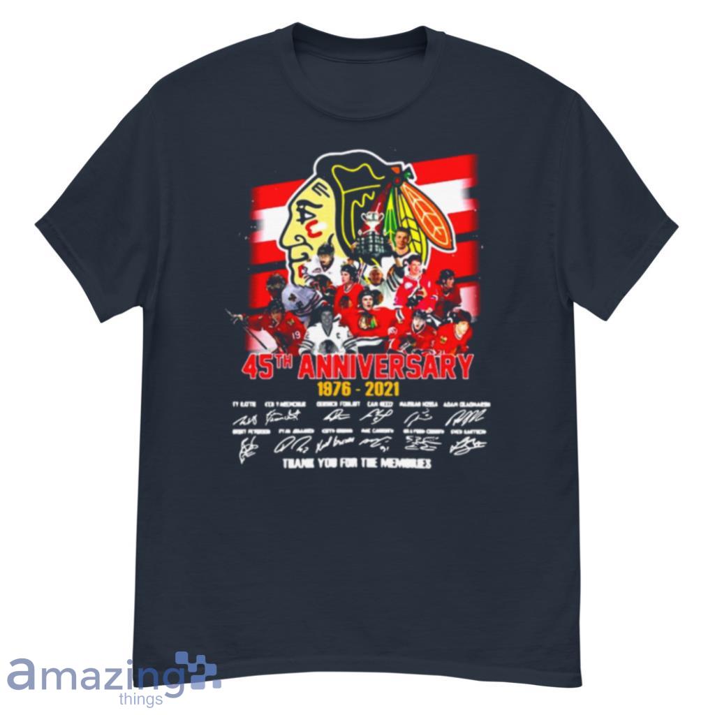 Chicago Blackhawks 45th Anniversary 1976 2021 Signature Thank You For The Memories T Shirt Product Photo 1