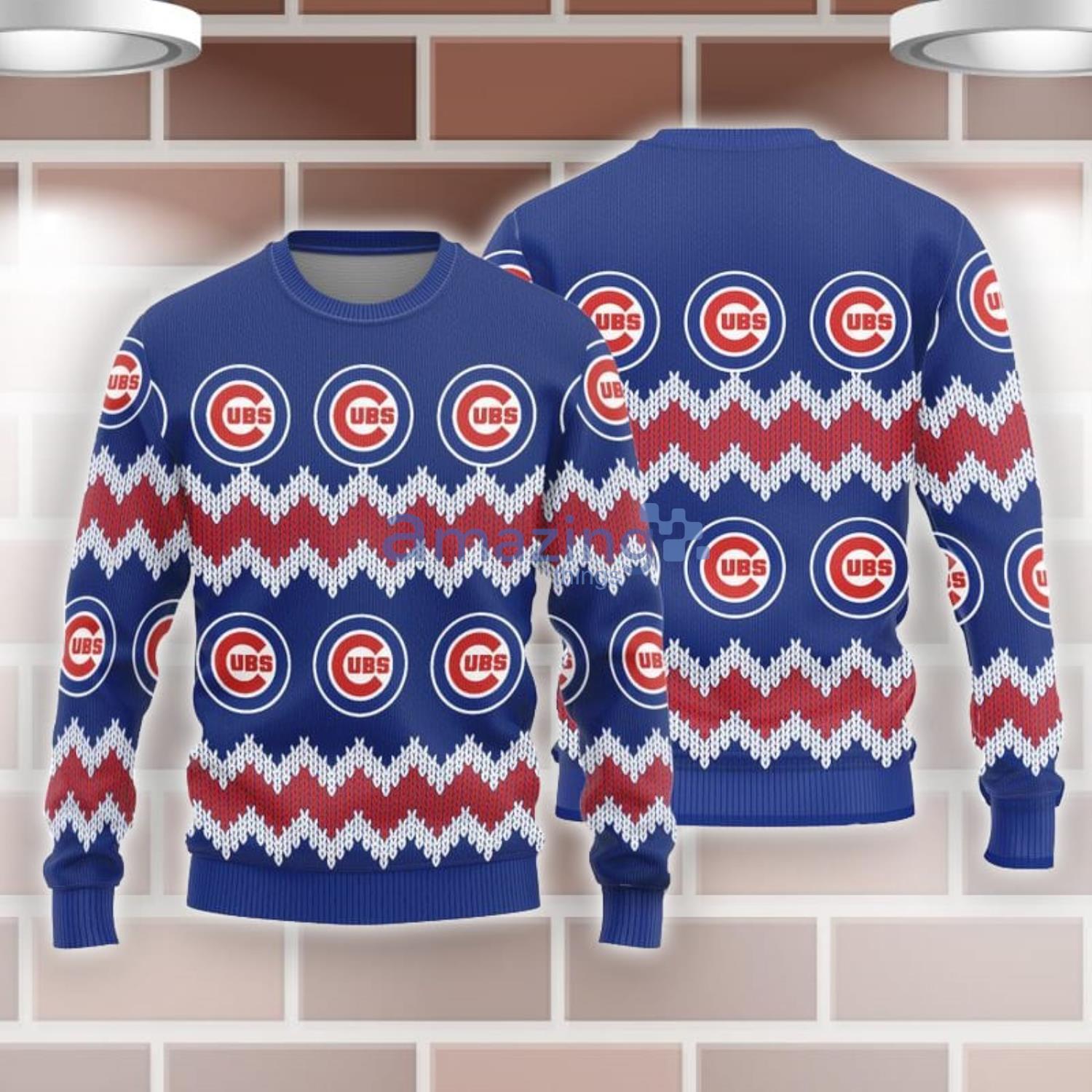 Chicago Cubs Football Team Logo Custom Name Christmas Gift All Over Print  Ugly Christmas Sweater - Freedomdesign