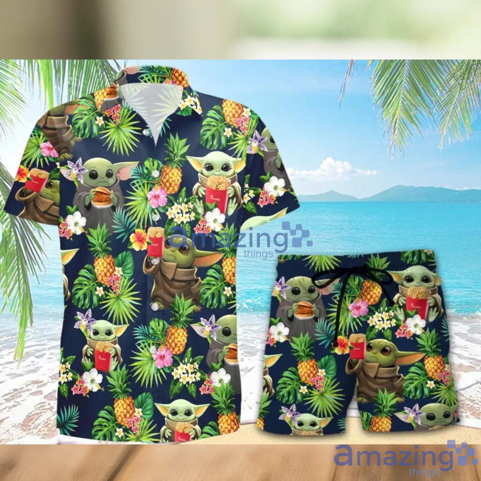 Chick-fil-A Baby Yoda Pineapple Tropical Hawaiian Shirt And Shorts Aloha Summer Gift For Men And Women Product Photo 1