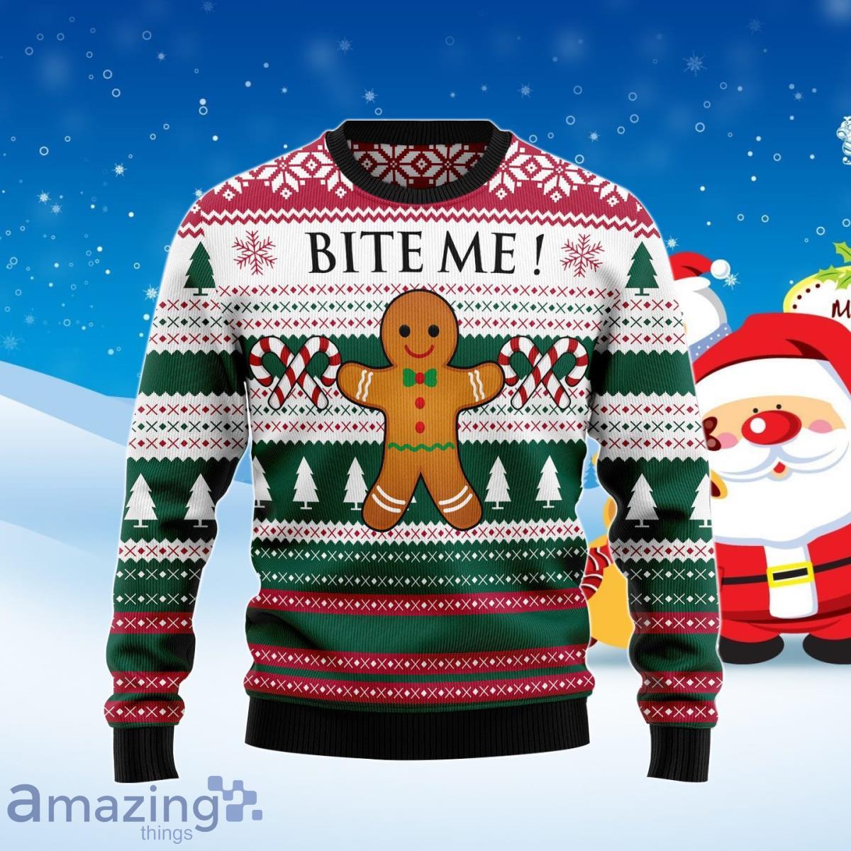 Christmas Cookies Bite Me Ugly Christmas Sweater Best Gift For Men And Women Product Photo 1