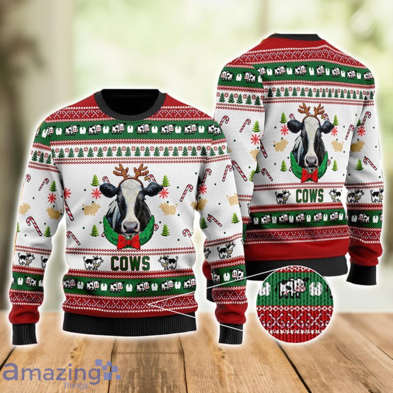 Womens cow clearance christmas sweater