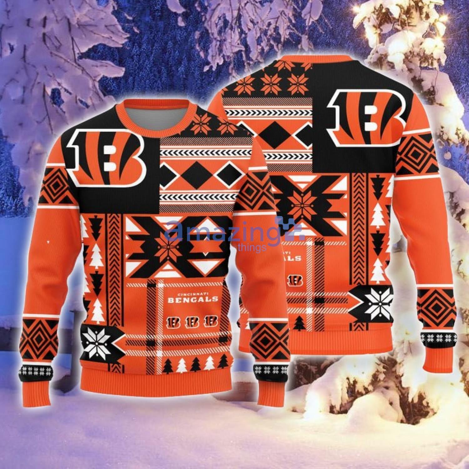 Christmas Gift Cincinnati Bengals Christmas Snowflakes Pattern 3D