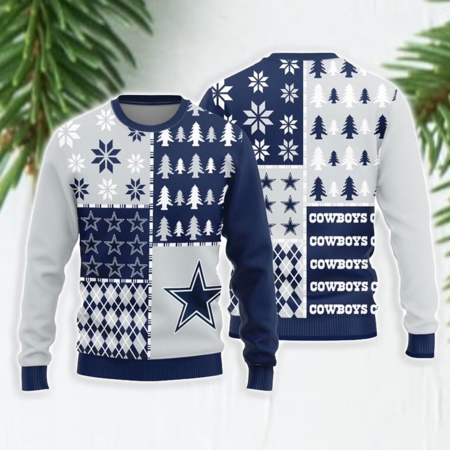 Dallas Cowboys Christmas Pine Tree All Over Printed Xmas Christmas Ugly  Sweater - YesItCustom