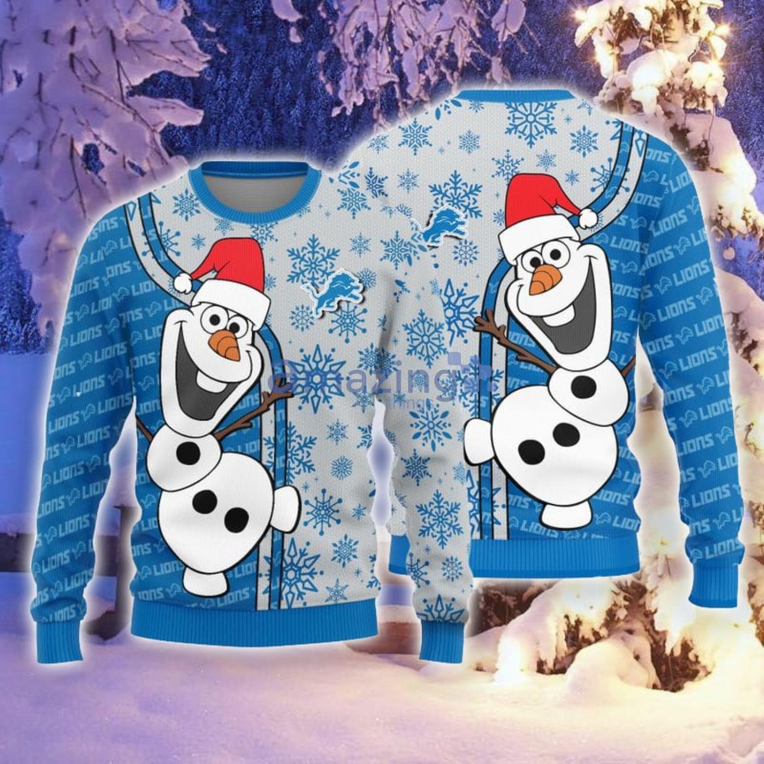 Christmas Gift Detroit Lions Olaf Christmas Funny Gift 3D Ugly Christmas  Sweater For Men And Women