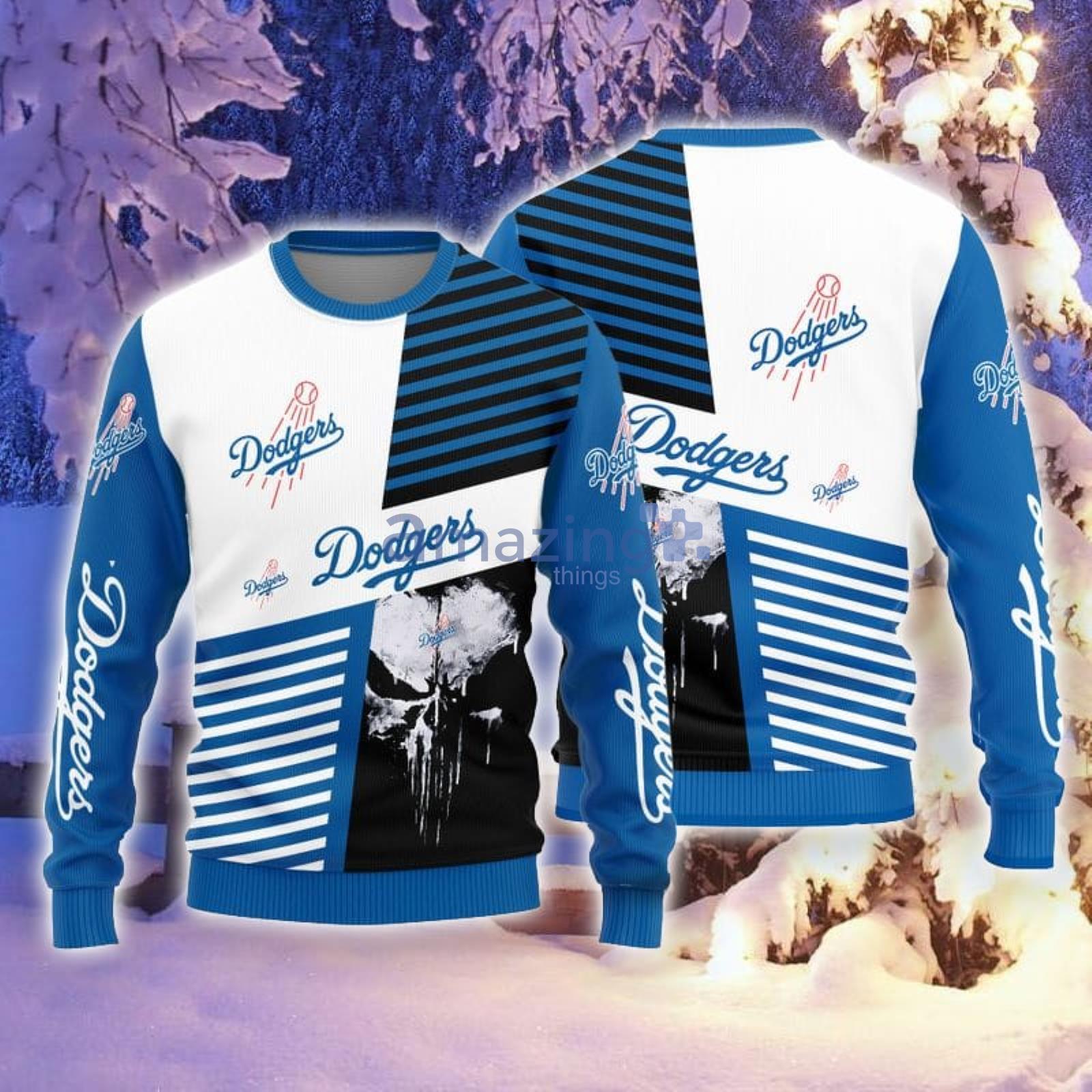 Christmas Gift Los Angeles Dodgers Skull Pattern 3D Ugly Christmas