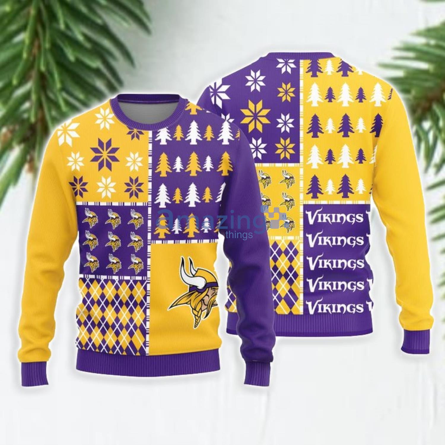 Minnesota Vikings Christmas Tree Pattern Ugly Christmas Sweater