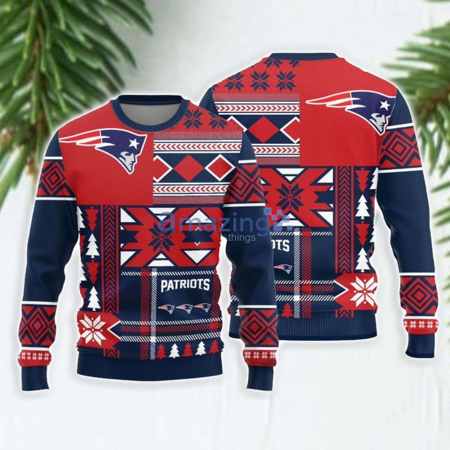 New England Patriots Christmas Pattern Sweater Outfit Unisex Ugly