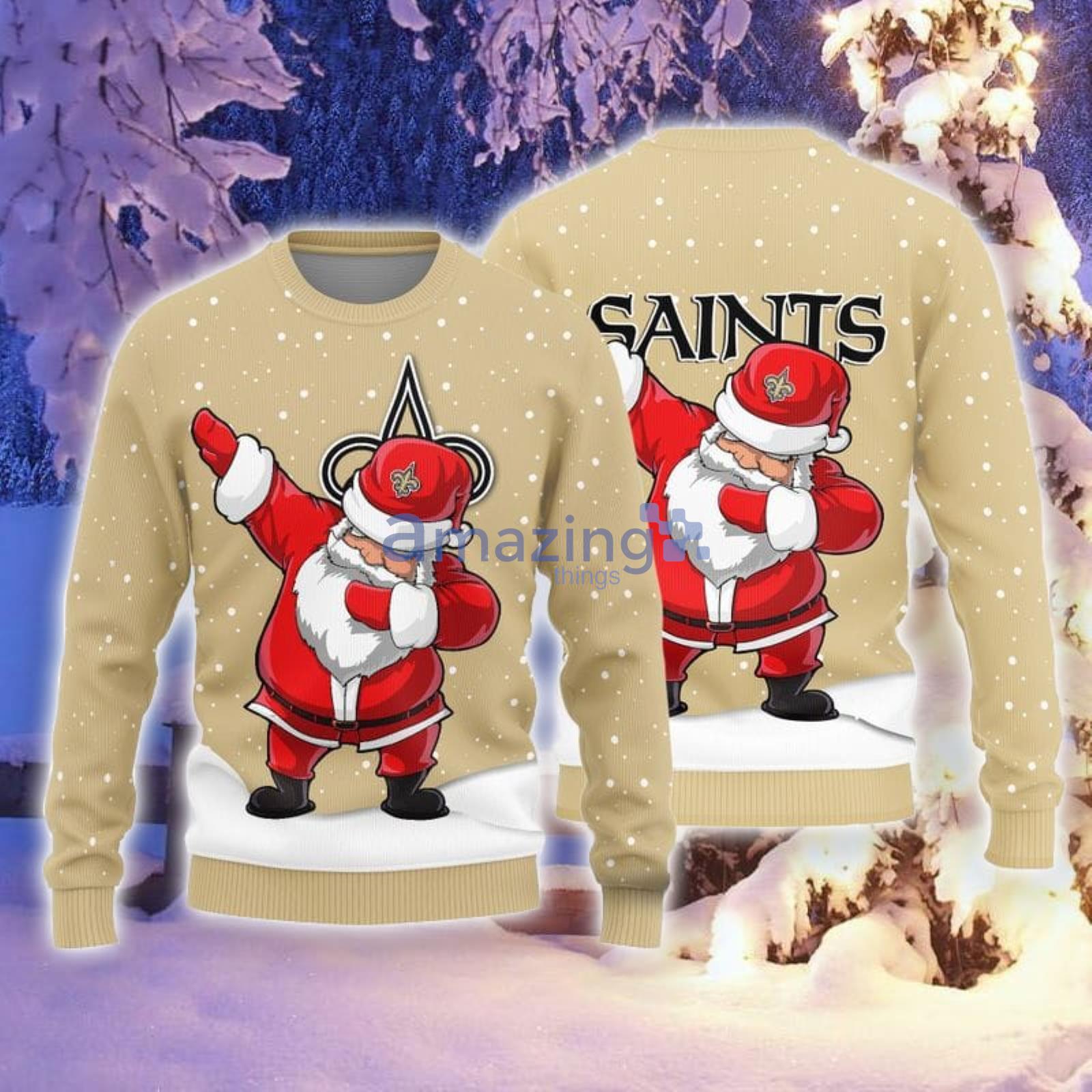 Christmas Gift New Orleans Saints Dabbing Santa 3D Ugly Christmas