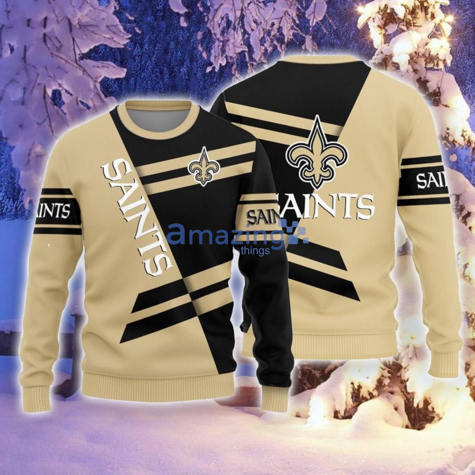 NFL New Orleans Saints 3D Ugly Christmas Sweater Christmas Gift For Sport  Fans Custom Name And Number - Banantees