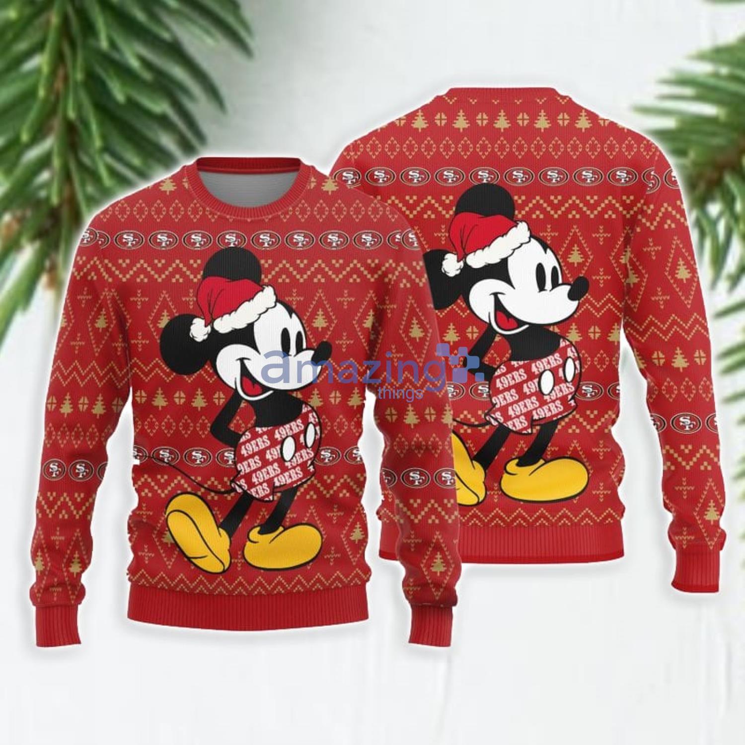 San Francisco 49ers Mickey And Friends Christmas Sweater Ugly