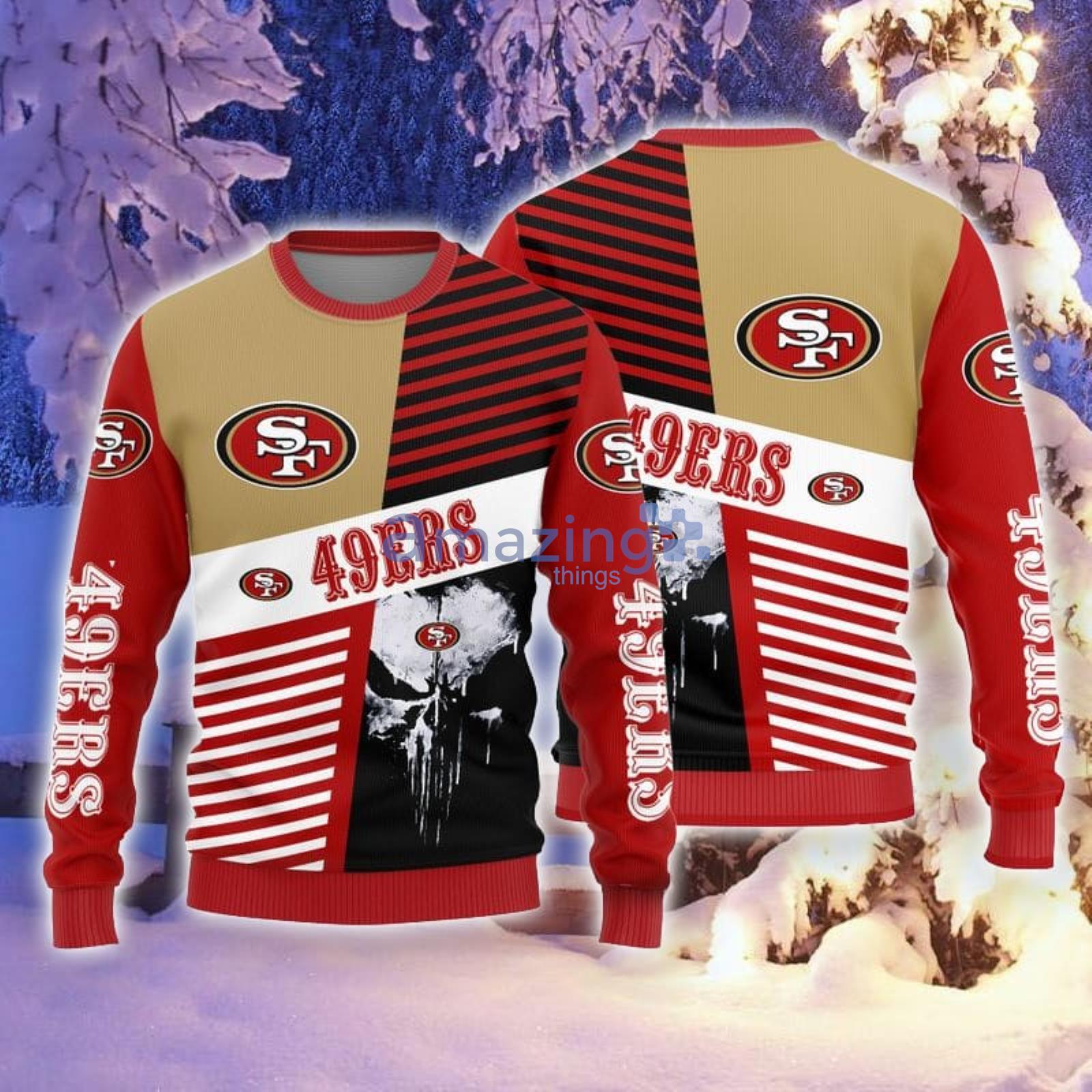 Christmas Gift San Francisco 49ers Skull Pattern 3D Ugly Christmas Sweater  For Men And Women