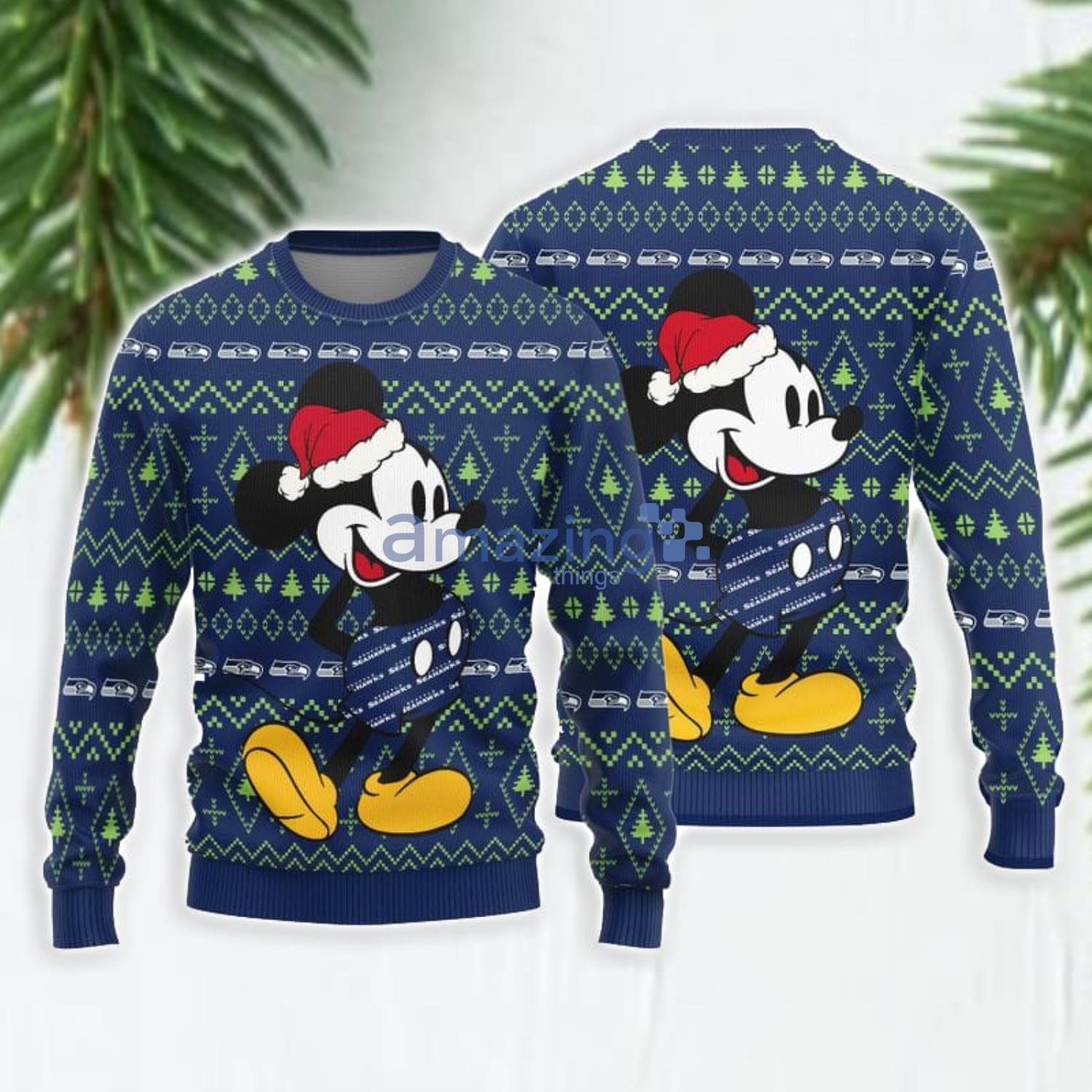 Seattle Seahawks Mickey Mouse Christmas Ugly Sweater - T-shirts Low Price