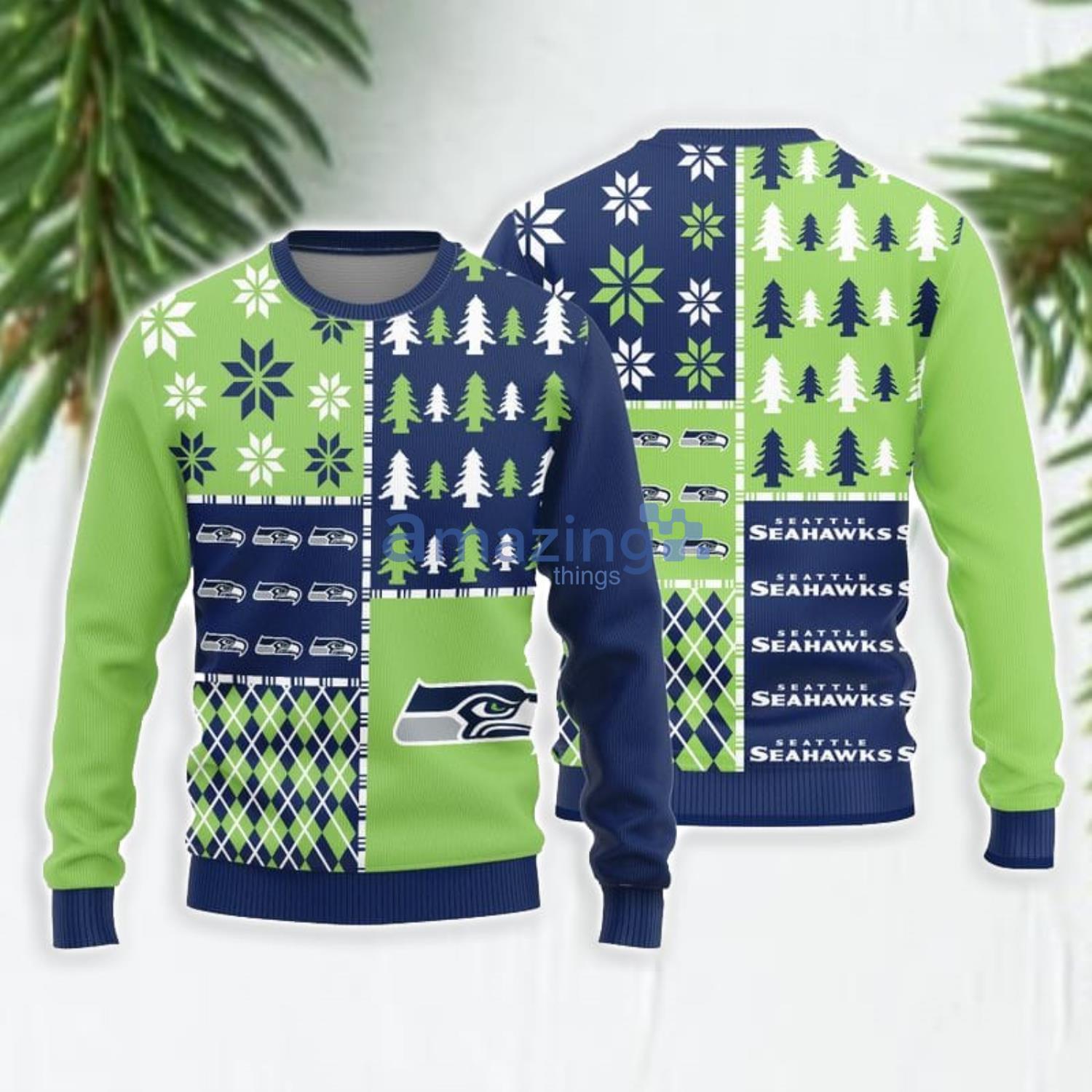 Seattle Seahawks Christmas Pine Tree Patterns Pattern Knitted Ugly