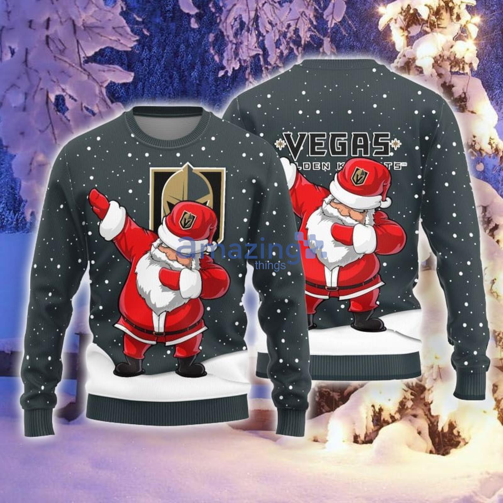 Christmas Gift Vegas Golden Knights Dabbing Santa 3D Ugly Christmas Sweater For Men And Women Product Photo 1