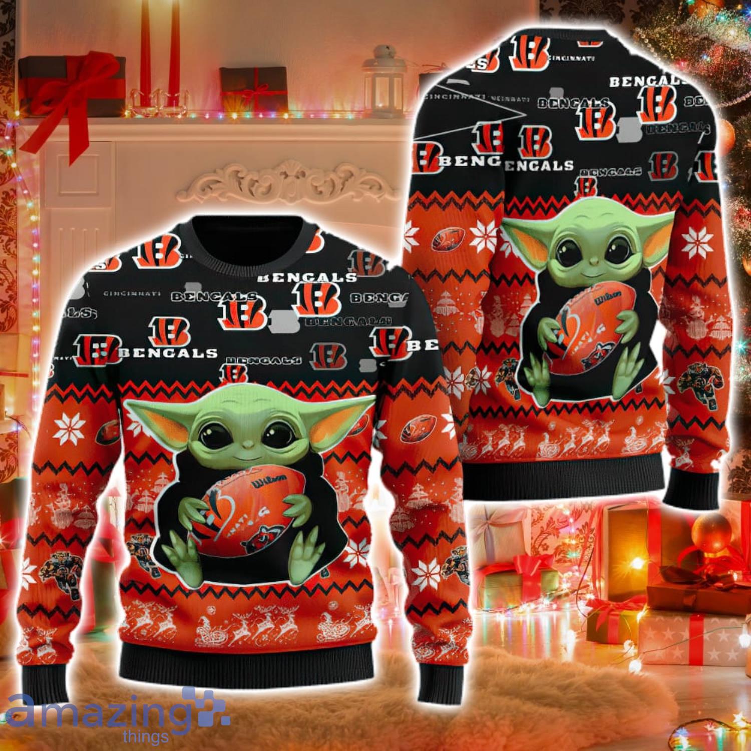 Cincinnati Bengal Baby Yoda Christmas Ugly Sweater Party - T-shirts Low  Price