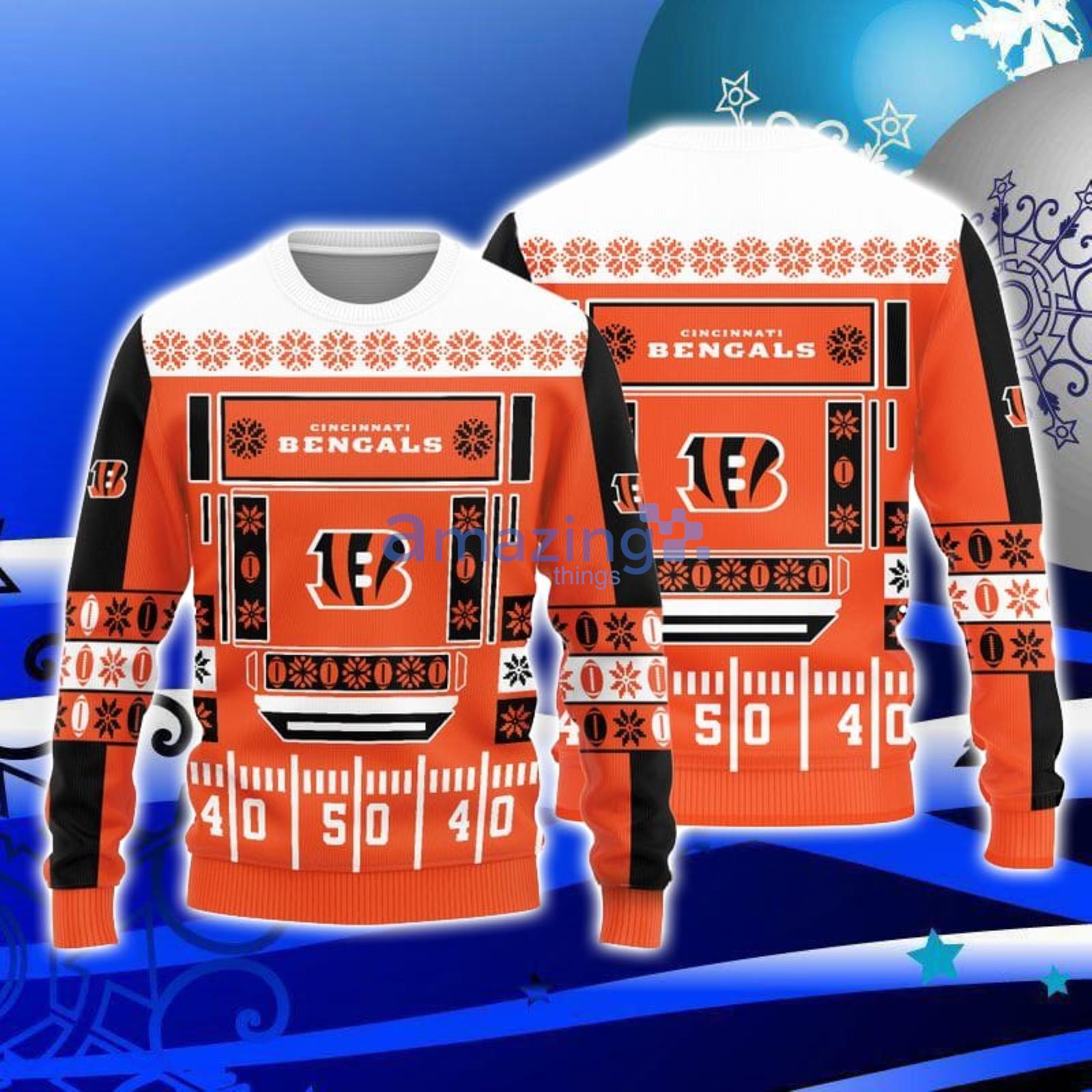 Team Logo Snowflake Pattern Cincinnati Bengals Ugly Christmas