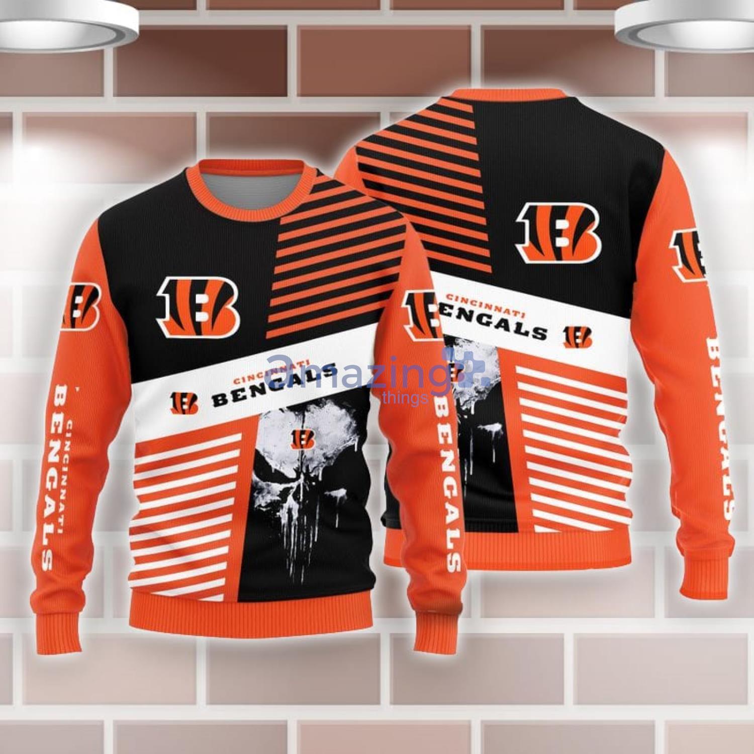 Cincinnati Bengals skull custom name and number jersey hoodie - LIMITED  EDITION