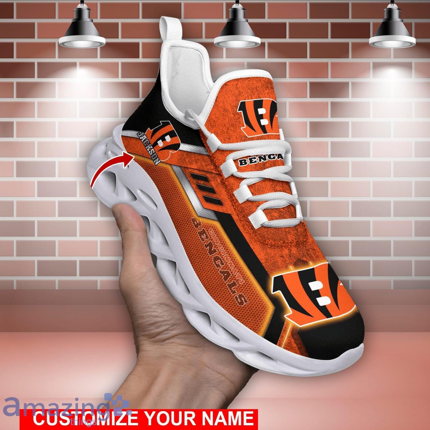 Cincinnati Bengals Custom Name 2023 NFL Max Soul Shoes For Men And