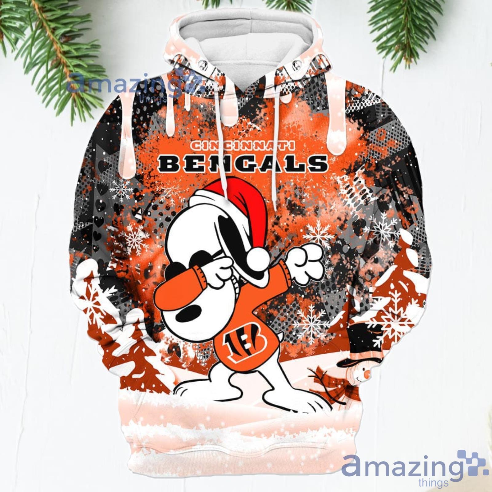 Merry Christmas Season Cincinnati Bengals Snoopy 3D Hoodie Cute Christmas  Gift For Men And Women