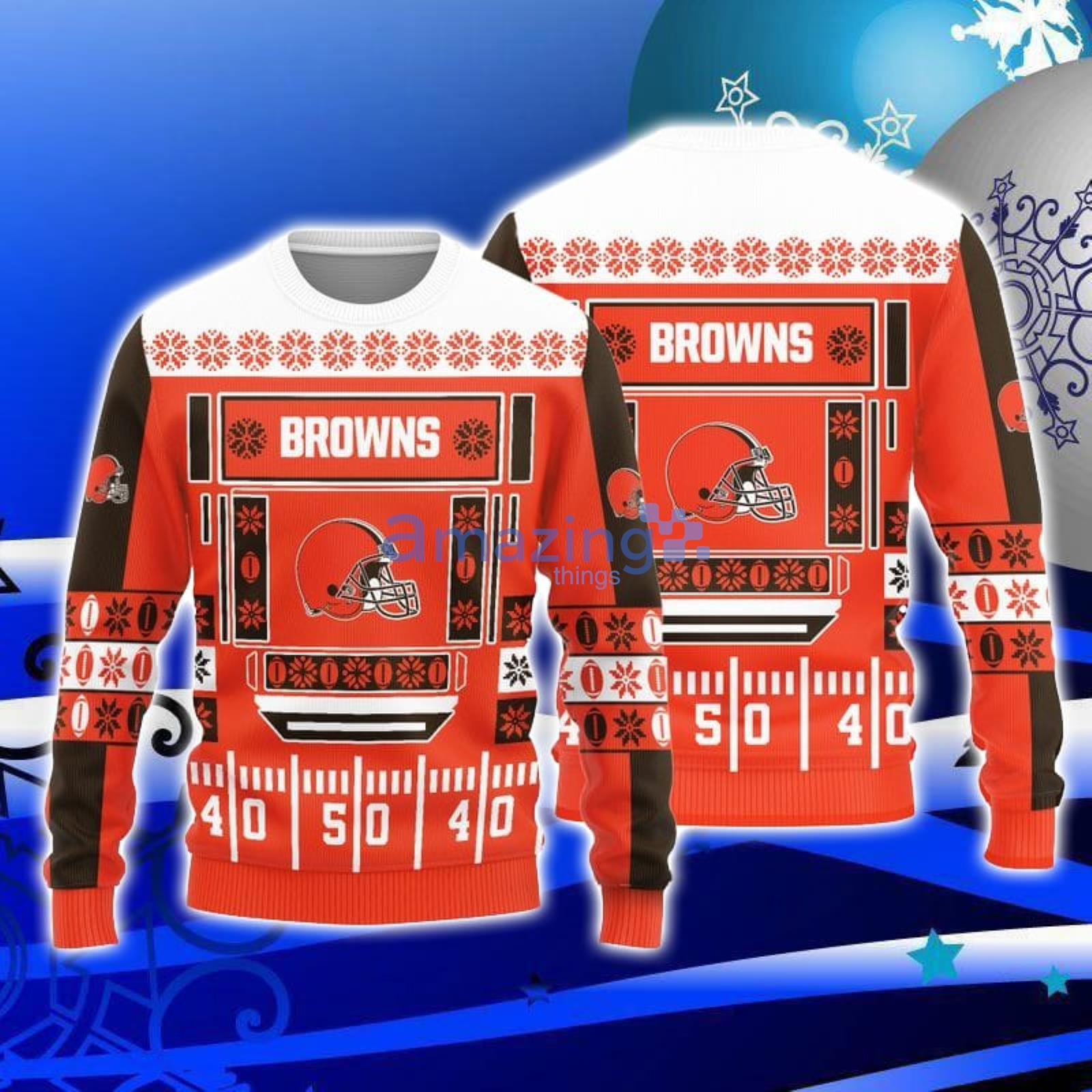 Christmas Gift Cleveland Browns Christmas Snowflakes Pattern 3D