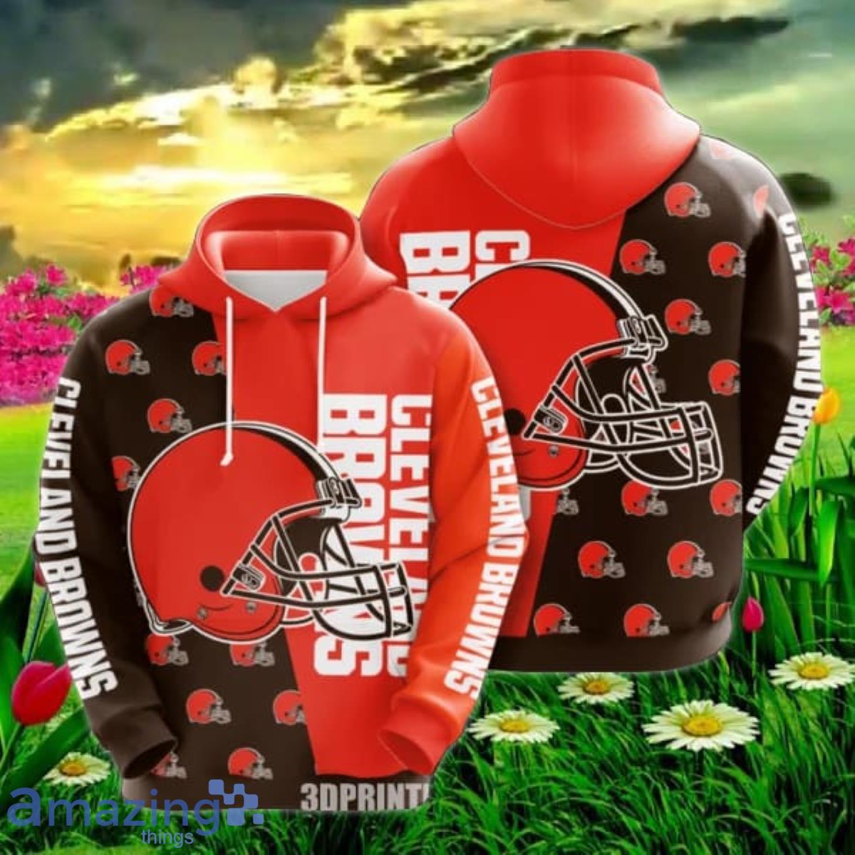 Cleveland Browns Helmet Logo 3D Hoodie All Over Print Cleveland