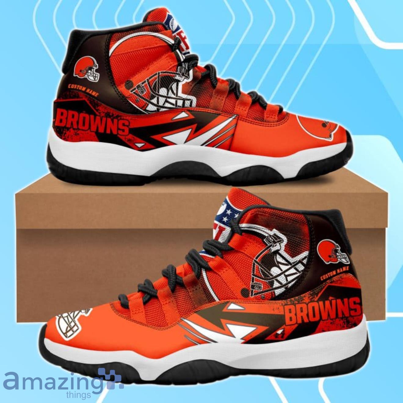 Cleveland Browns Custom Name Air Jordan 11 Sneaker Shoes For Sport Fans -  Banantees