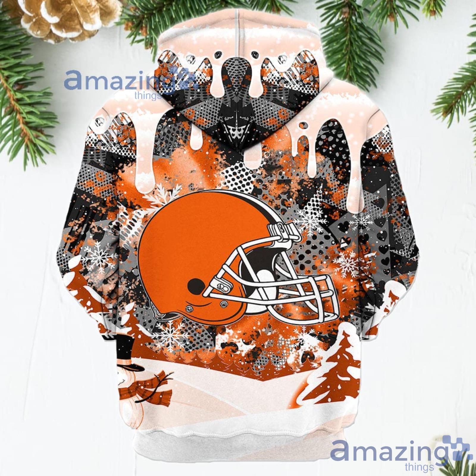 Merry Christmas Season Cleveland Browns Snoopy 3D Hoodie Cute Christmas  Gift For Men And Women