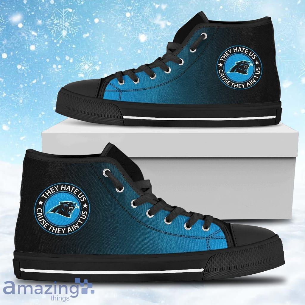 Cool They Hate Us Cause They Ain't Us Carolina Panthers High Top Shoes Gift For Big Fans image Cool They Hate Us Cause They Ain't Us Carolina Panthers High Top Shoes Gift For Big Fans Product Photo 1