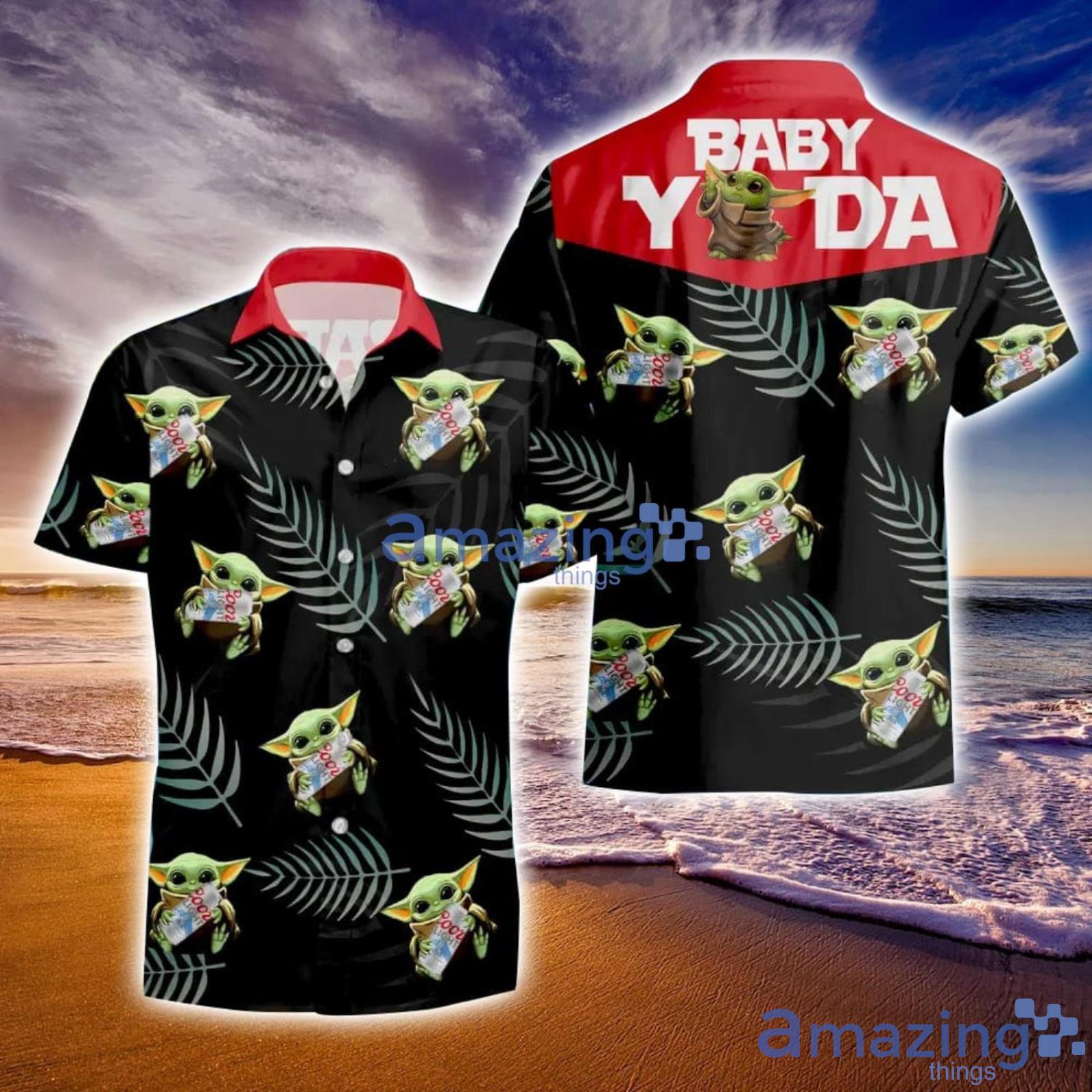 Coorslight Baby Yoda Hug Tropical Hawaiian Shirt And Shorts Aloha Summer Gift For Men And Women Product Photo 1