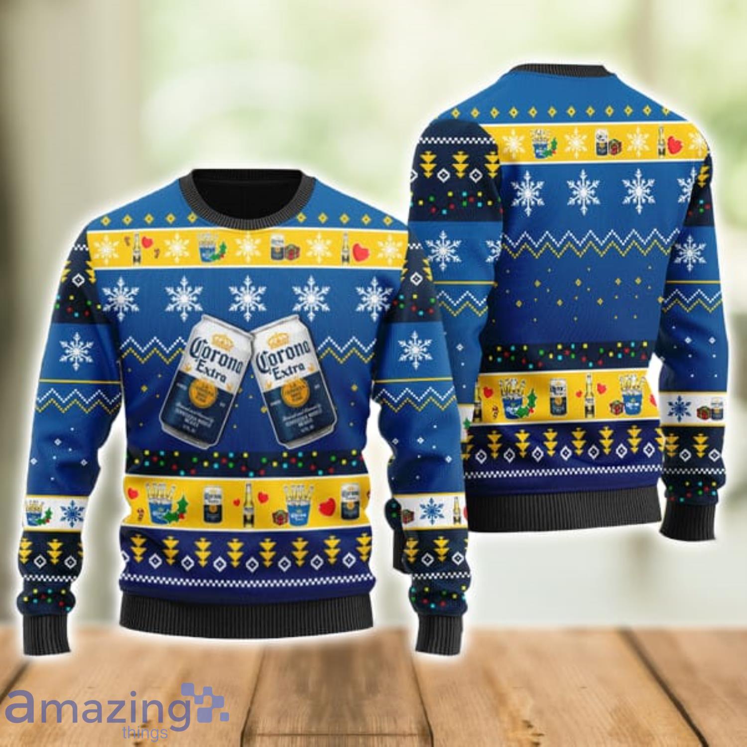 Corona Extra Snowflake Pattern Ugly Christmas Sweater Xmas Gift Men And Women Christmas Sweater Product Photo 1