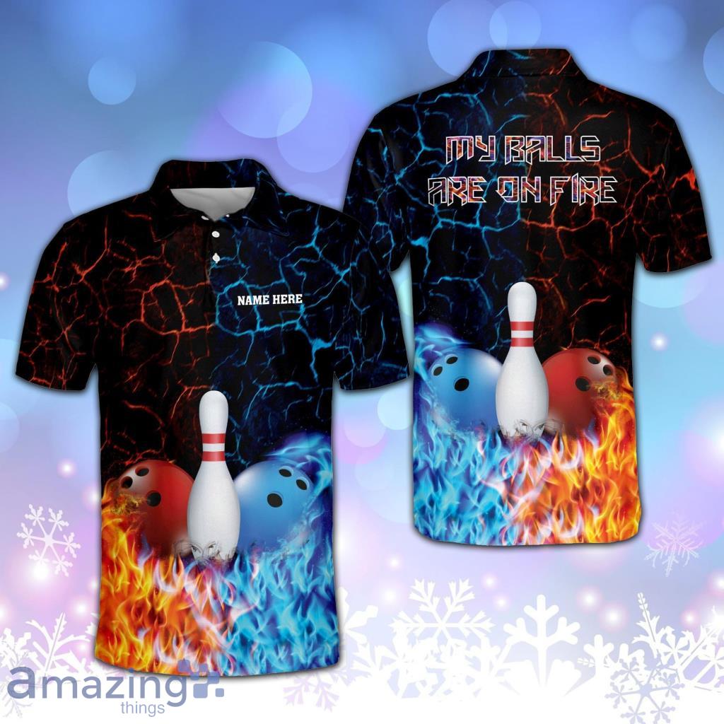 Custom My Balls Are On Fire Bowling Shirts for Men Funny Product Photo 1