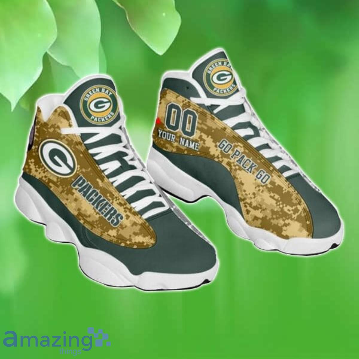 Green Bay Packers Custom Name Air Jordan 13 Running Shoes For Men Women