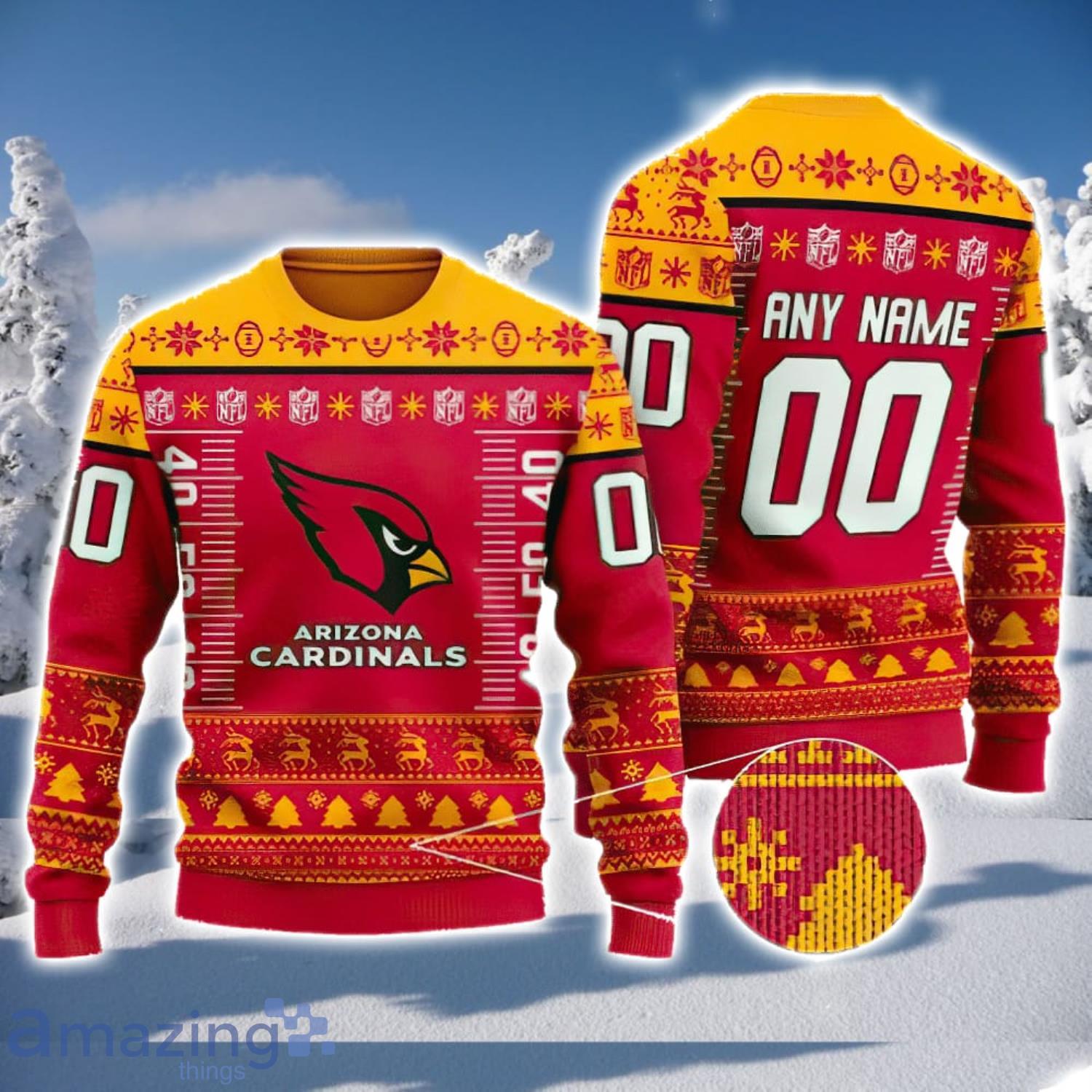 Custom Name And Number NFL Arizona Cardinals Team Ugly Christmas Sweater Christmas Gift Product Photo 1