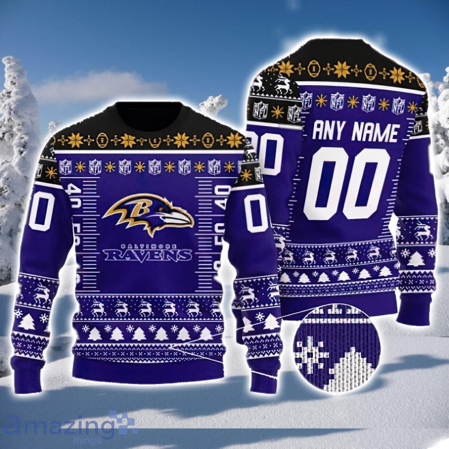 Baltimore Ravens Nfl Custom Name Number Ugly Christmas Sweater