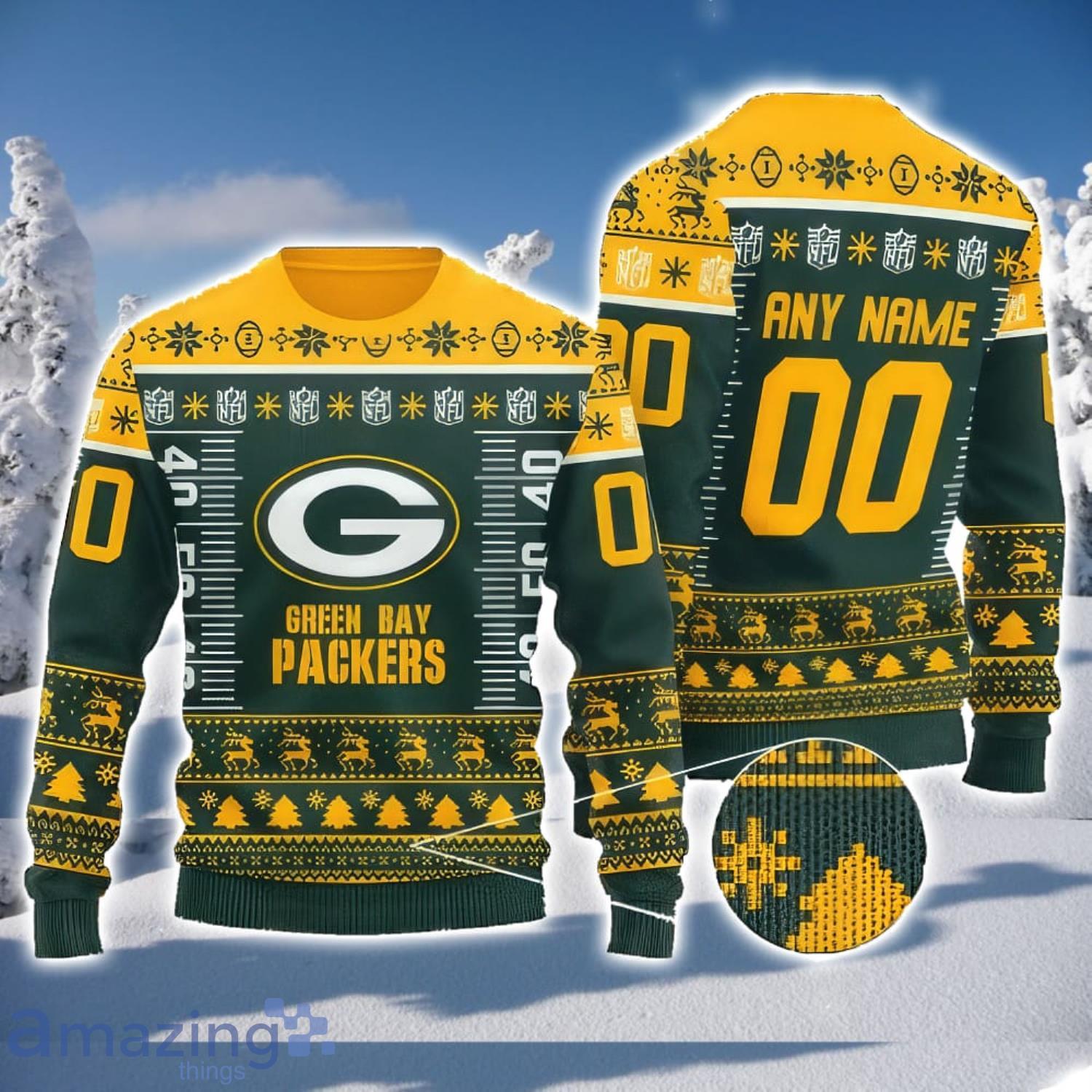 NFL Green Bay Packers Custom Name And Number Ugly Christmas Sweater  Christmas Gift For Sport Team - Banantees