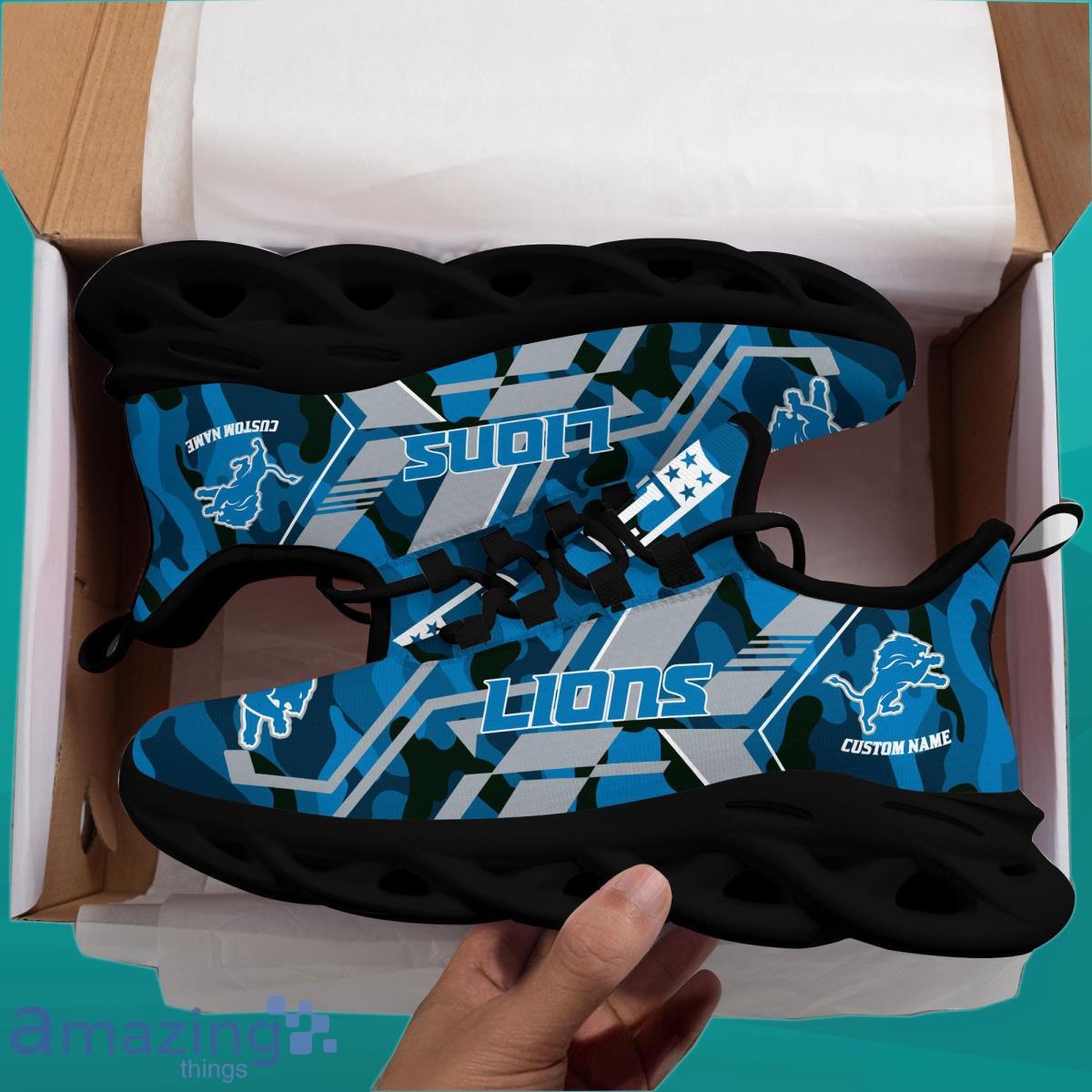 Custom Name Detroit Lions NFL Max Soul Shoes Best Gift Product Photo 1