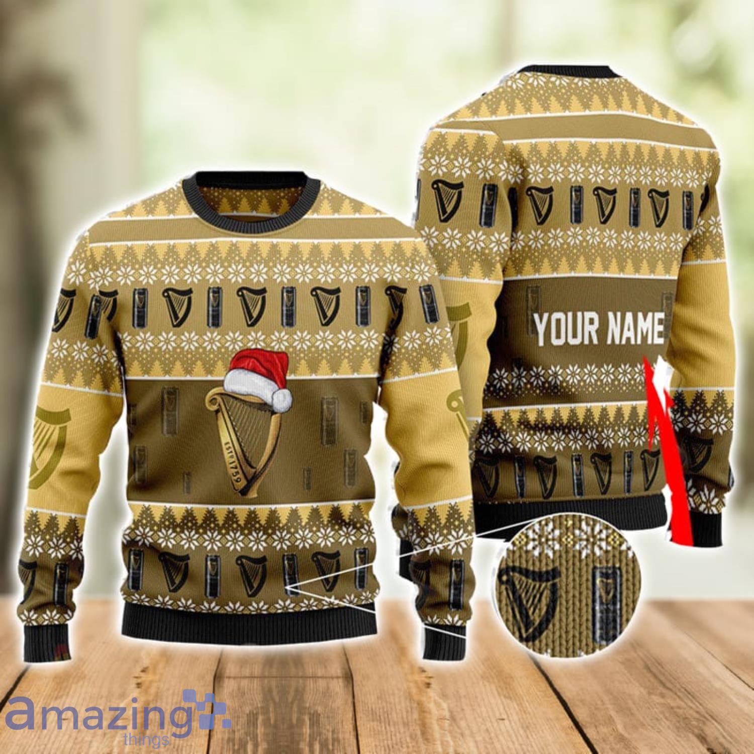 Custom Name Guinness Ugly Christmas Sweater Xmas Gift Men And Women Christmas Sweater Product Photo 1