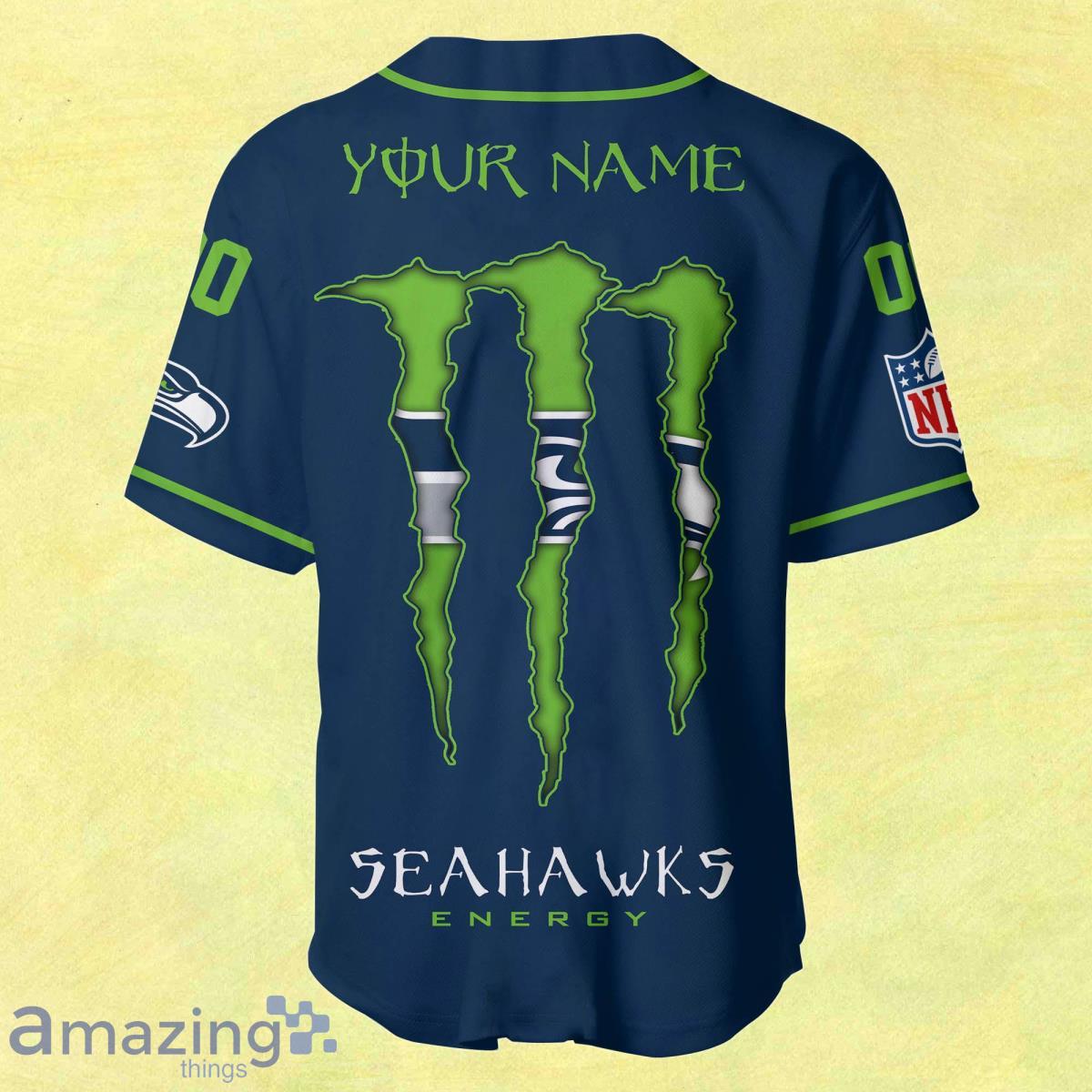 Monster Energy Seattle Seahawks T-Shirts Men Custom Name 3D All