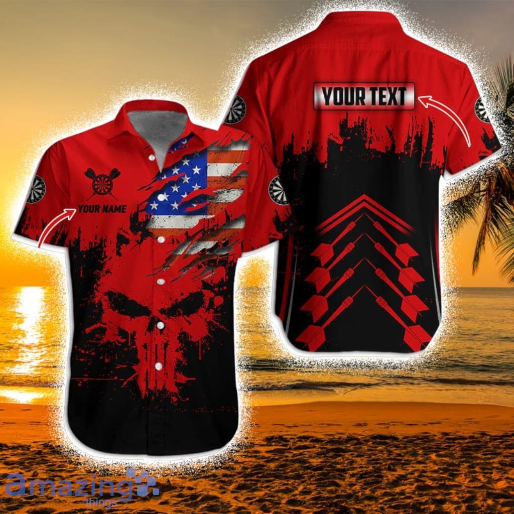Customized Name And Text American Flag Personalized Name Darts Uniforms Aloha Shirt Gift For Darts Lovers Product Photo 1 Customized Name And Text American Flag Personalized Name Darts Uniforms Aloha Shirt Gift For Darts Lovers Product Photo 1