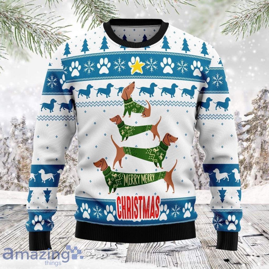 Cute Dachshund Ugly Christmas Sweater For Men And Women Product Photo 1