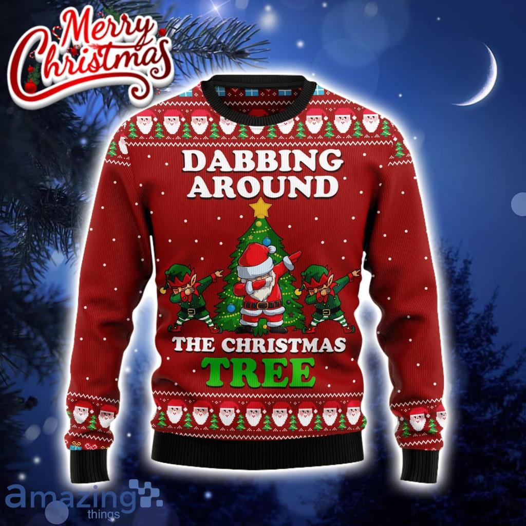 Dabbing Around The Christmas Tree Ugly Christmas Sweater 3D Gift Christmas Funny Product Photo 1