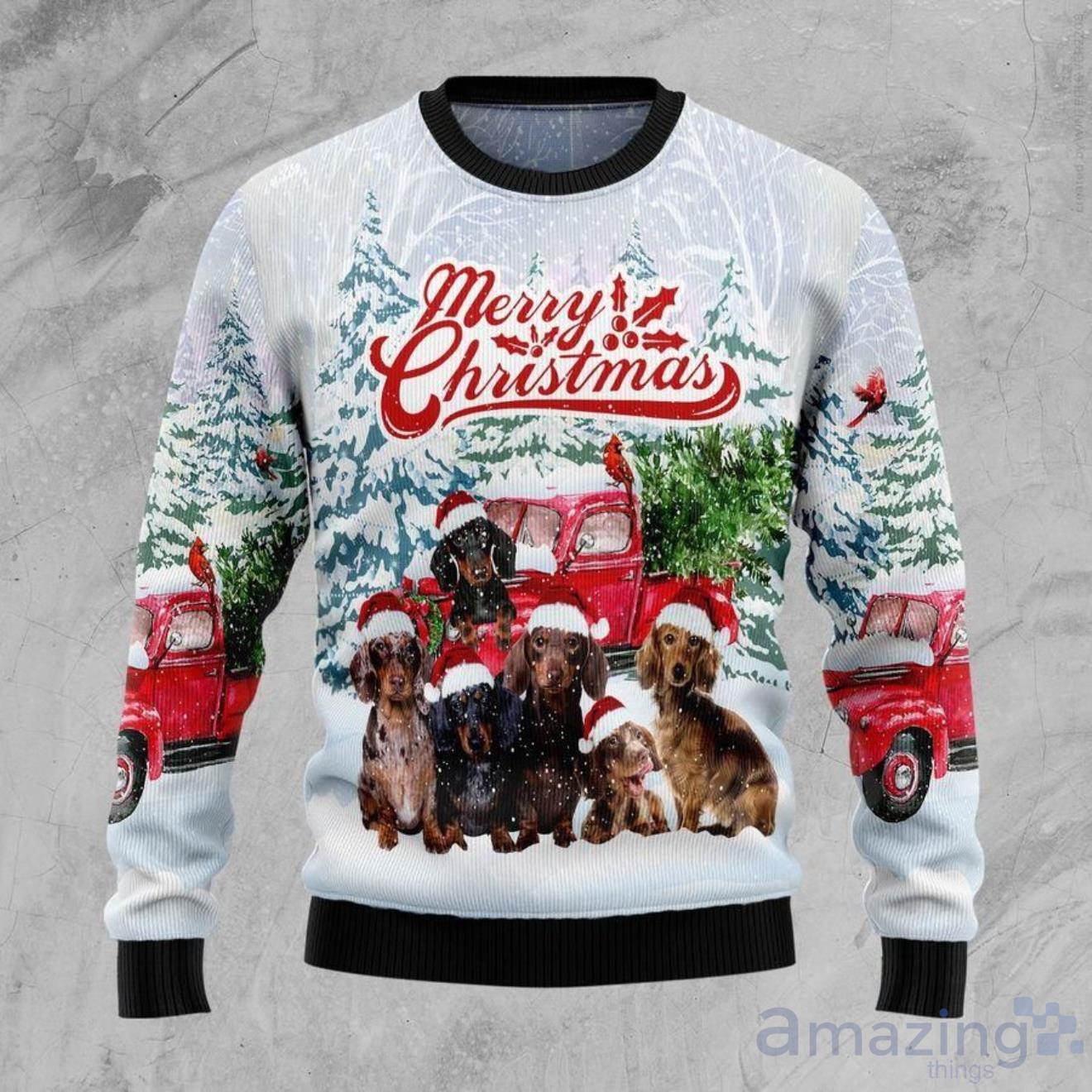 Dachshund Merry Ugly Sweater For Christmas image Dachshund Merry Ugly Sweater For Christmas Product Photo 1