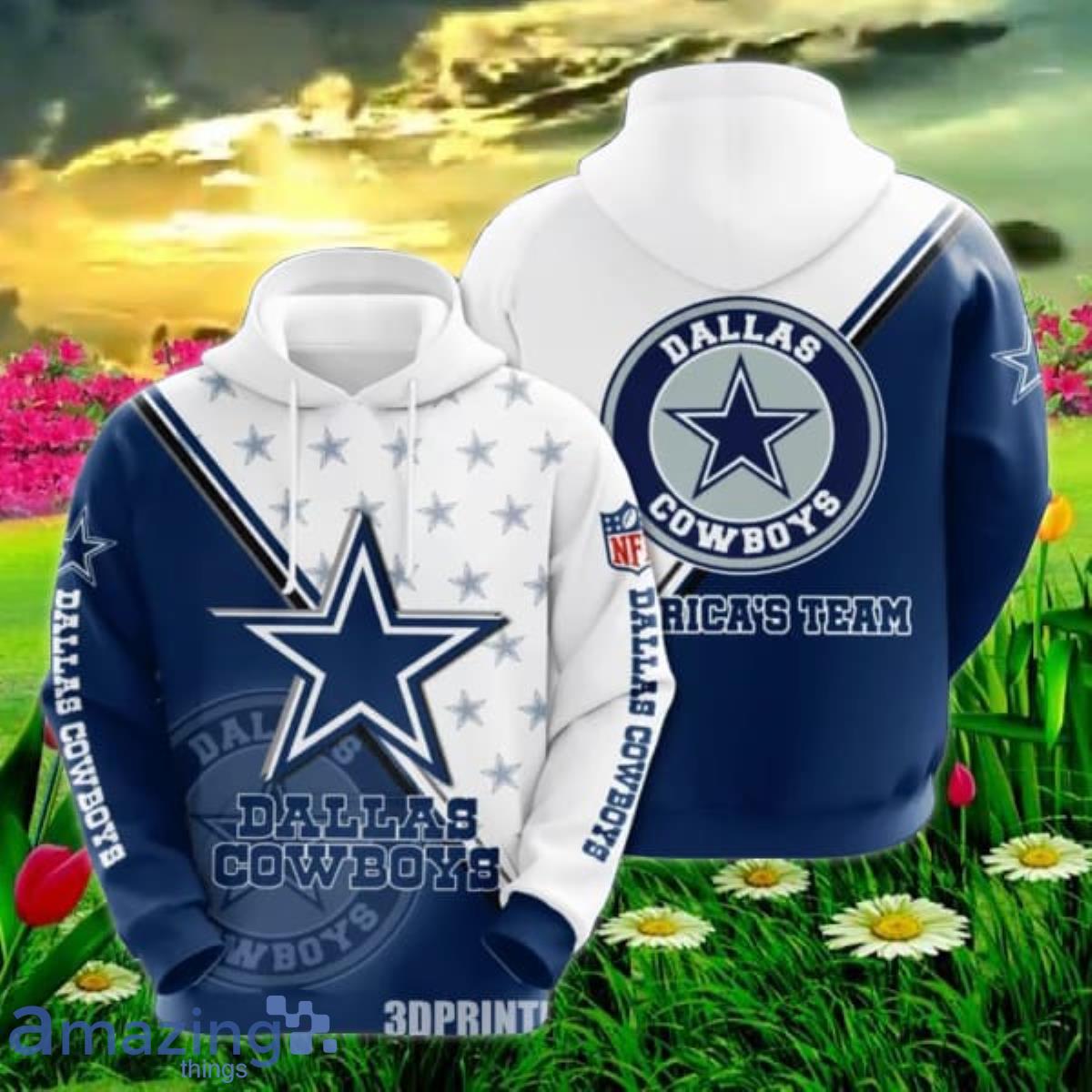 Dallas Cowboys White Blue 3D Hoodie All Over Print Dallas Cowboys Gifts For  Men - T-shirts Low Price