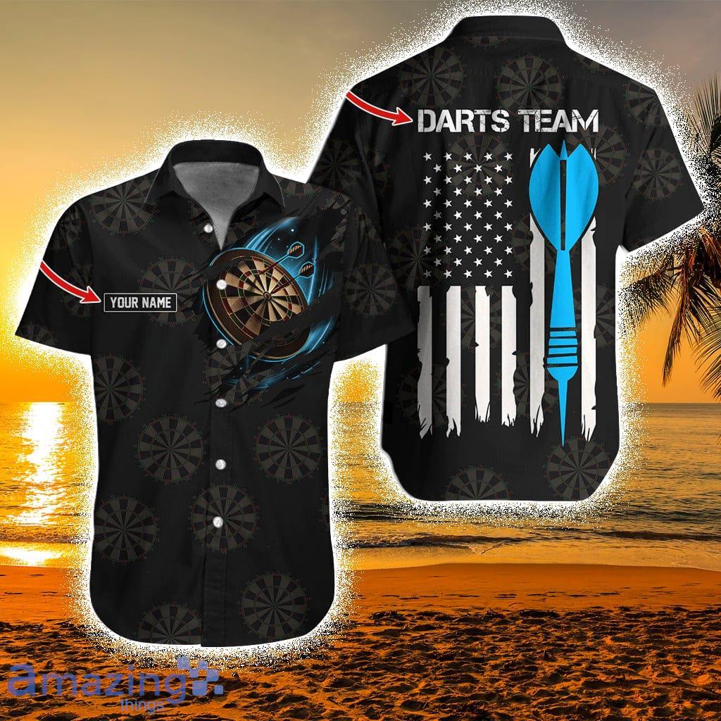 Darts Hawaiian Shirt Custom Name, Darts Team American Flag Personalized Aloha Hawaiian Shirts Product Photo 1