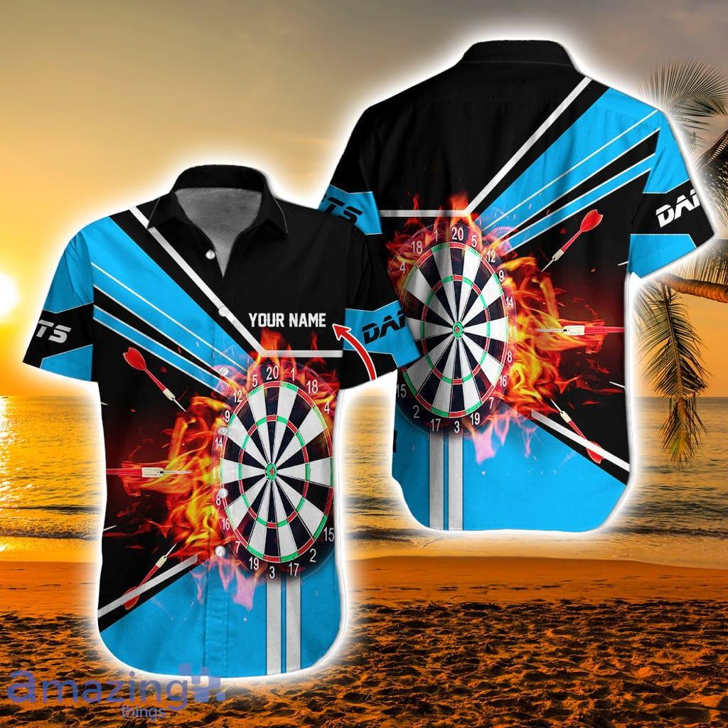 Darts Hawaiian Shirt Custom Name, Dartboard Uniforms Personalized