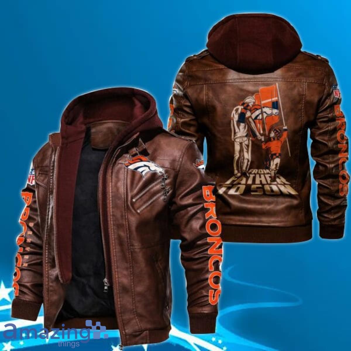 NFL Denver Broncos Bomber Leather Jacket - Maker of Jacket