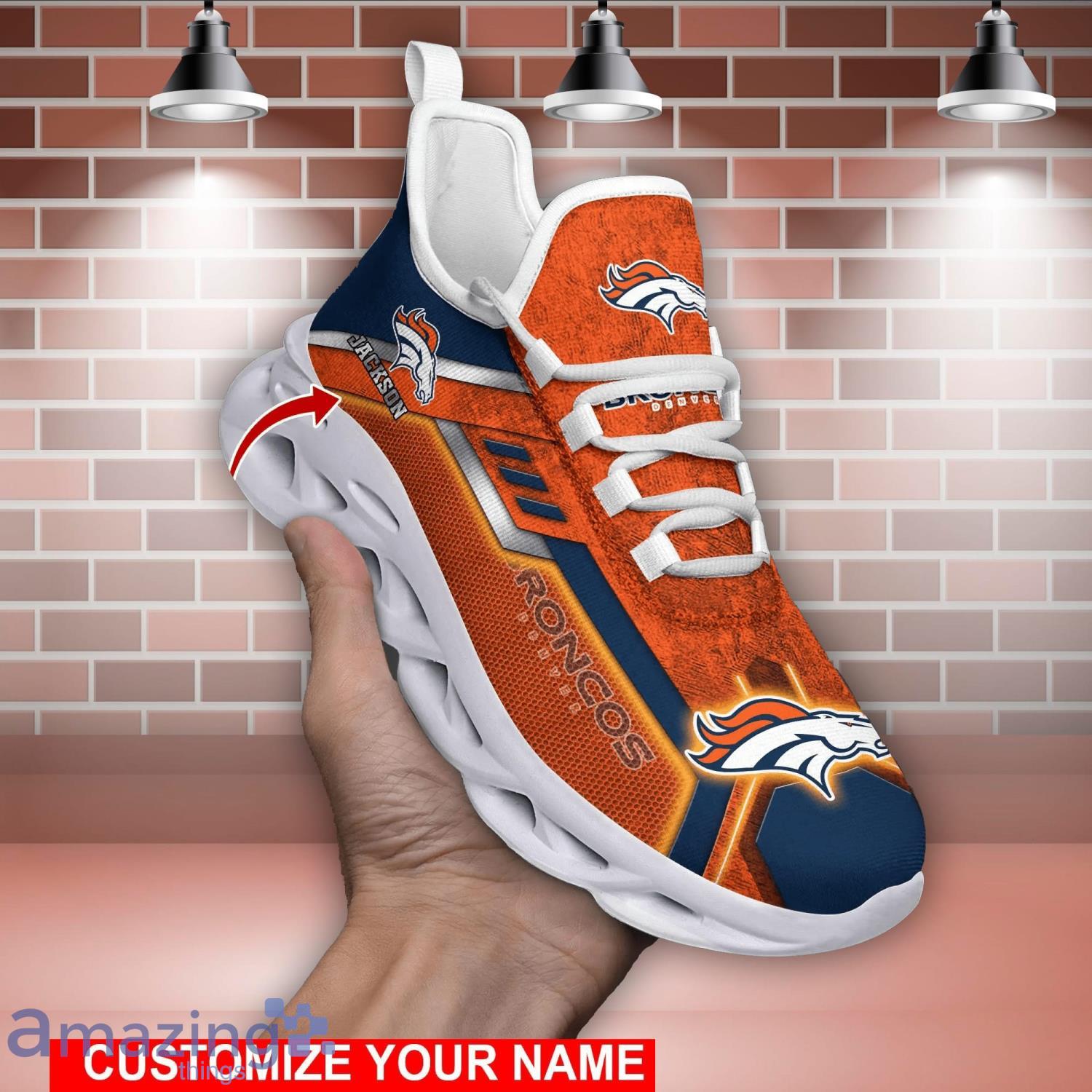 Custom Name Denver Broncos NFL Max Soul Shoes Sport Shoes For Fans